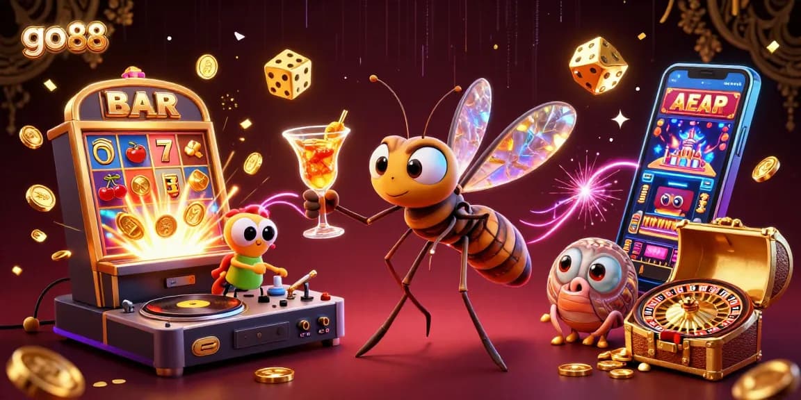 Experience go 88's thrilling casino atmosphere with vibrant characters and immersive game elements.