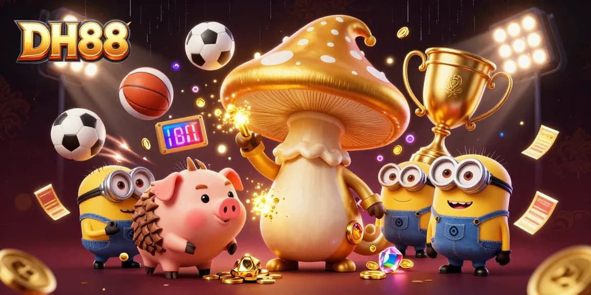Experience thrilling gambling with DH88 featuring magic and sports elements in an energetic 3D scene.