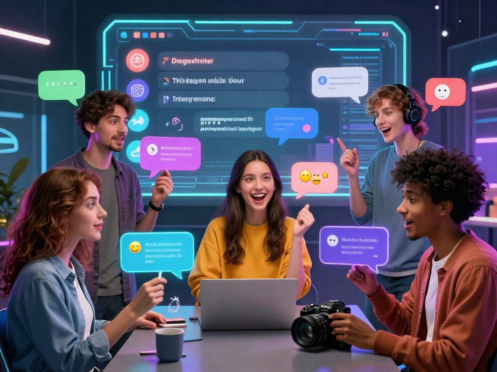 Interactive avatars in an engaging ai sex chat platform, showcasing diverse digital characters communicating playfully.