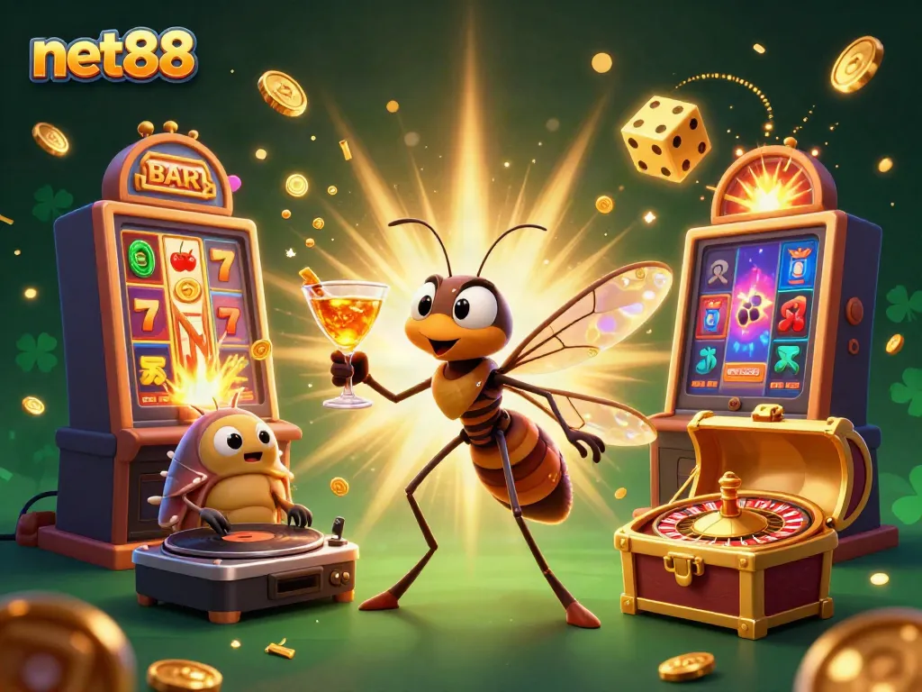 Experience the thrilling world of net88 with vibrant 3D casino characters and gambling action.