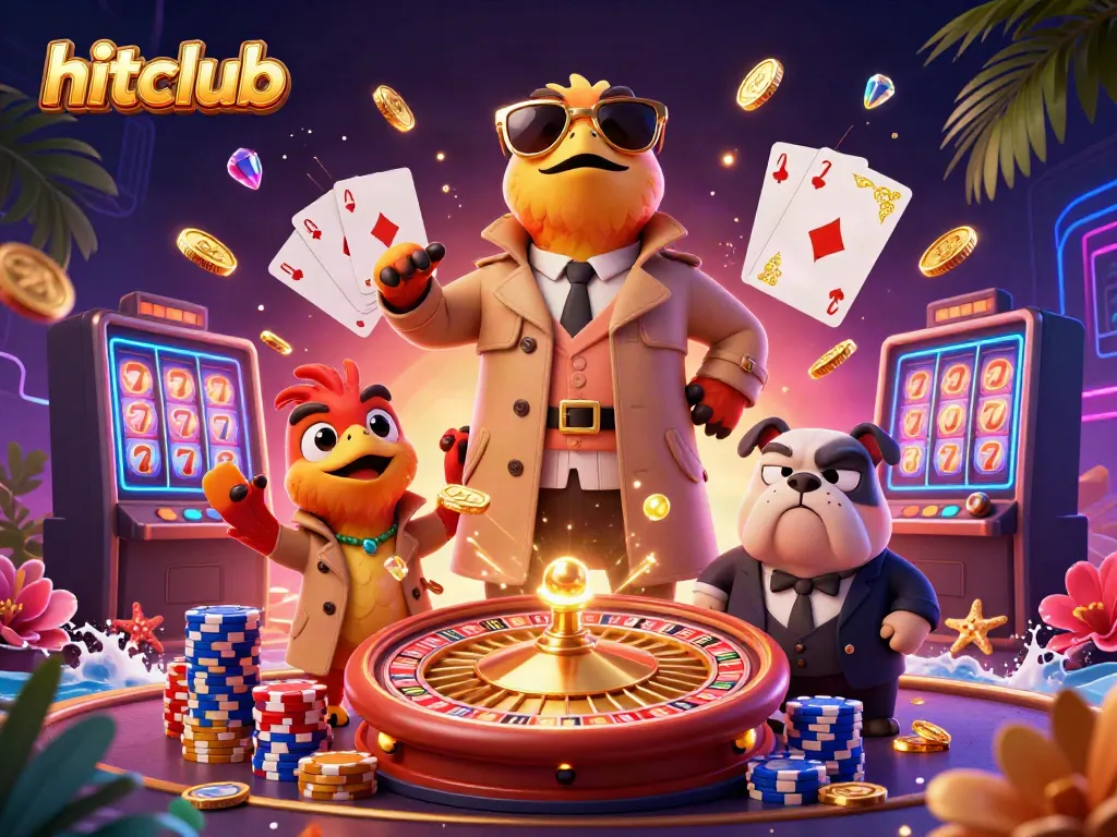 Experience the thrill of hitclub with raptors sneaking into a VIP casino, showcasing vibrant 3D gaming elements.