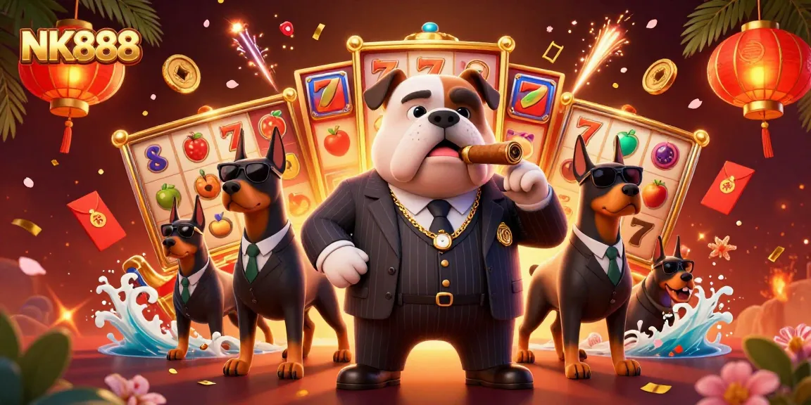 Spin and win with NK888 as a mafia bulldog and its Doberman bodyguards lead the casino adventure!