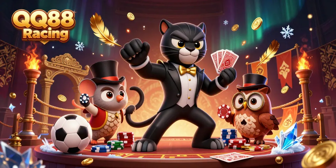 Experience the excitement of QQ88 Racing with a dynamic sports betting scene featuring engaging characters.