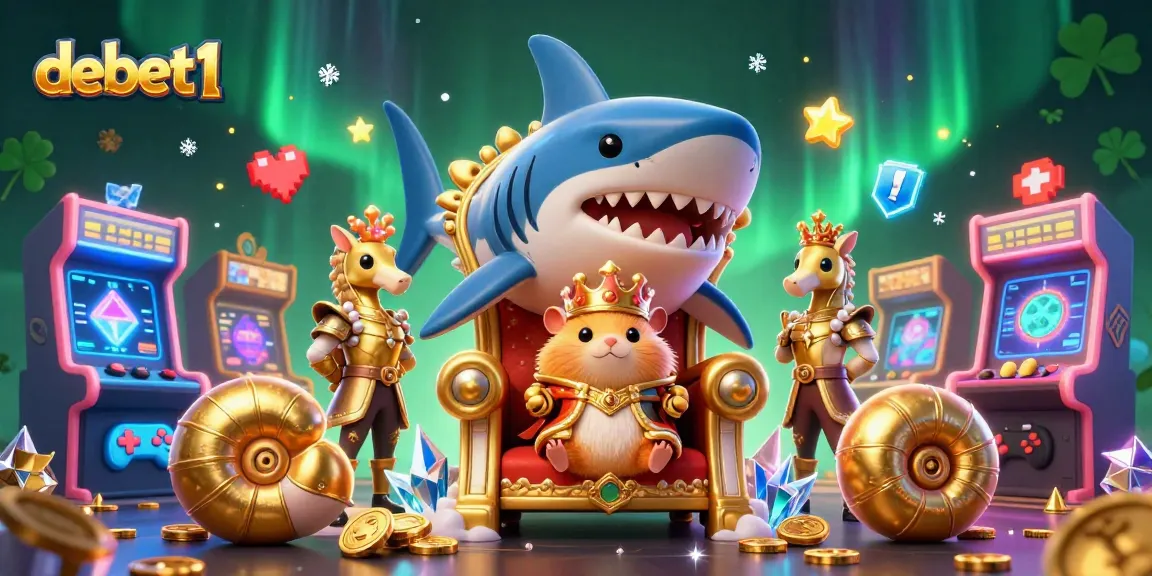 Engage in fun gaming adventures with debet1 featuring a golden hamster king and arcade treasures.