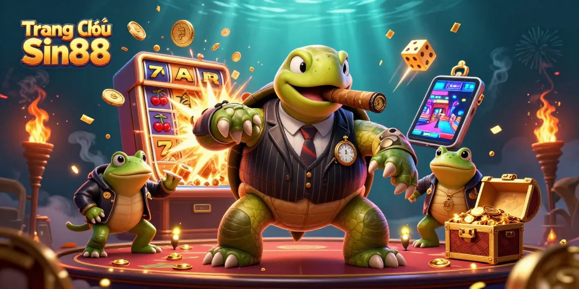 Win big with Trang chủ Sin88 as the massive snapping turtle leads a vibrant casino scene!