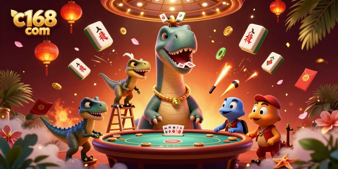 Experience the thrill of winning at c168 com with an exciting 3D casino scene filled with vibrant characters and elements.
