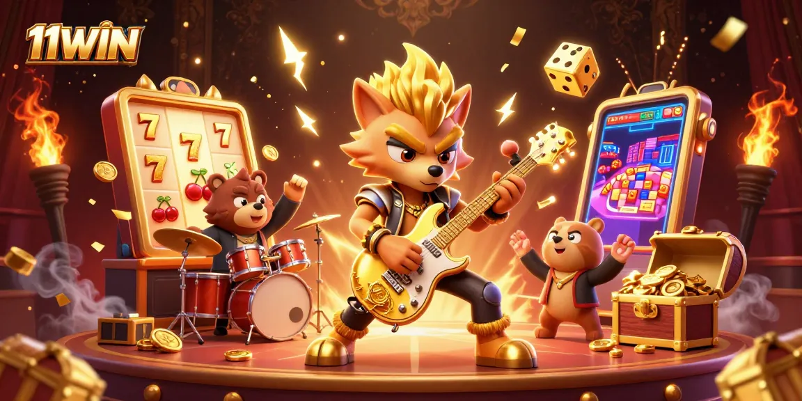 Experience a jackpot thrill with 11WIN featuring vibrant 3D casino characters and exciting game elements.