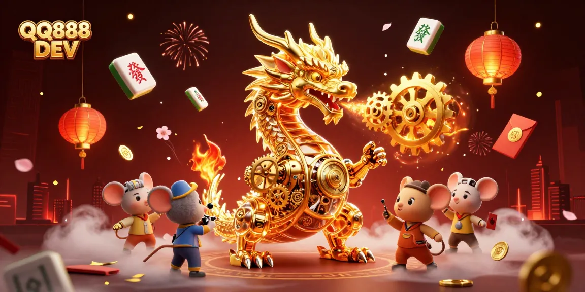 Experience thrilling gameplay at QQ888 DEV with an explosive dragon and vibrant casino elements.