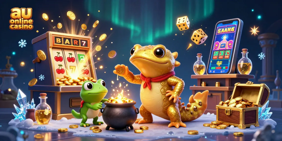 Play exciting games at an au online casino featuring a vibrant 3D scene of characters and casino elements.