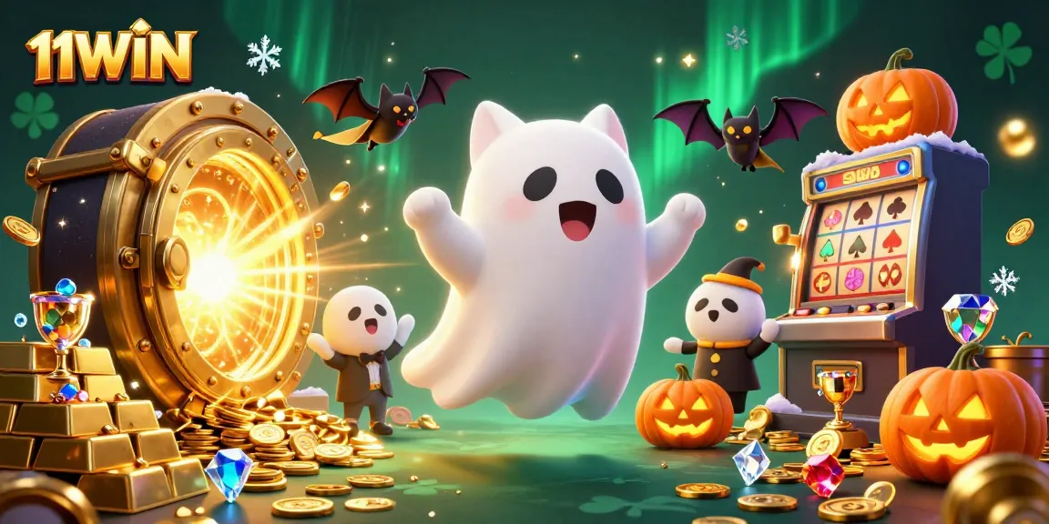 Winning at 11WIN with the friendly ghost cat in a haunted casino rich with treasures.
