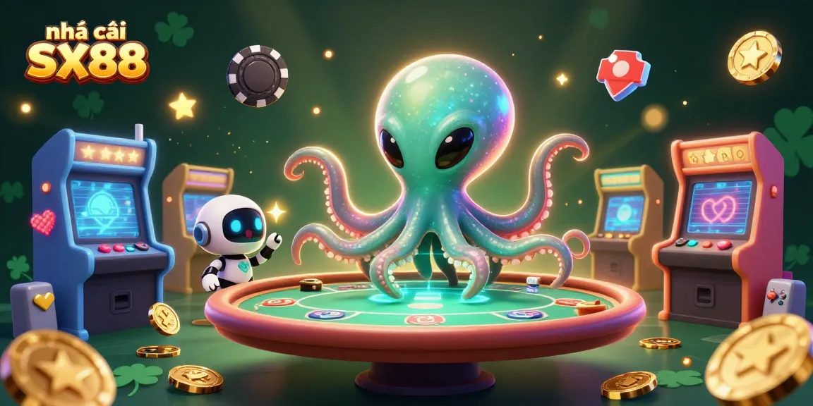 Experience thrilling games at nhà cái SX88 with an alien octopus and dynamic casino elements!